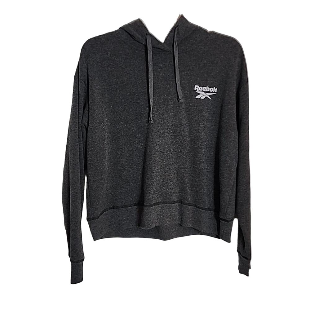Reebok Charcoal Gray Pullover Hooded Sweatshirt, Medium